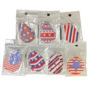 USA American Flag 4th of July Patriotic 7 Piece Women’s Teardrop Earring Bundle